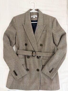 Argent Belted Houndstooth Blazer